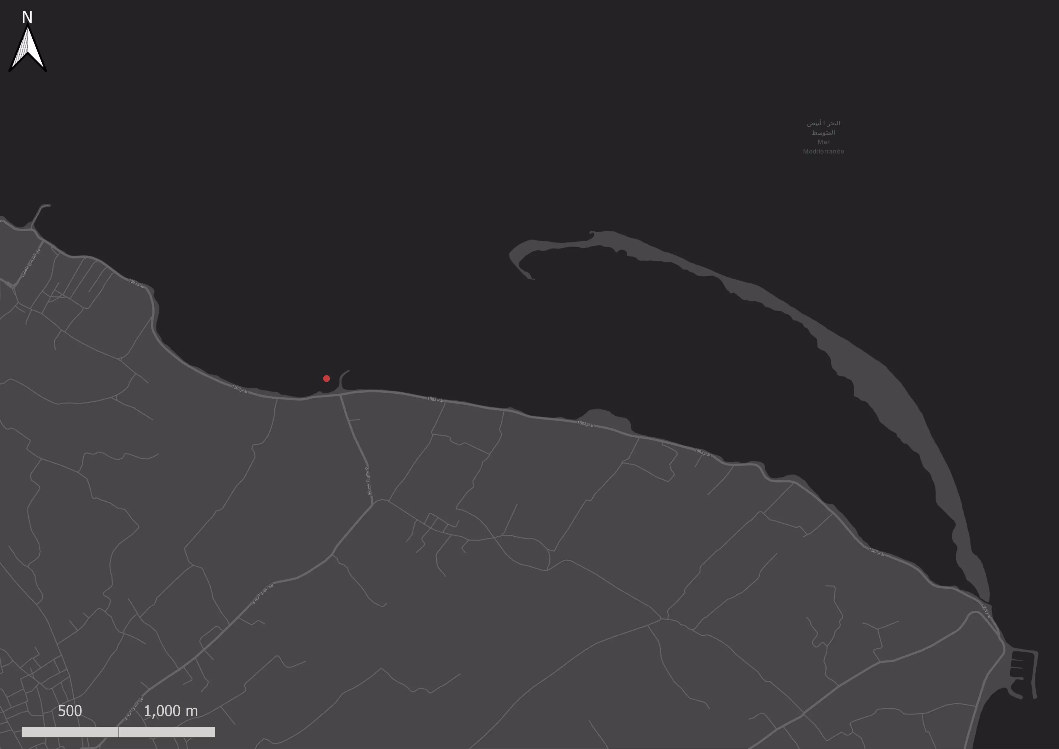 A map showing sampling coordinates in coast city Mahdia